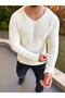 Sweater Oversize Knitwear Loose Fitting V Wide Neck Loose Cotton Pullover - 6