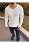 Sweater Oversize Knitwear Loose Fitting V Wide Neck Loose Cotton Pullover - 5