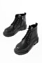 812-2129 Black Lace-Up Zippered Daily Women's Boots - 3