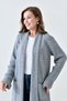 Women's Knitwear Fabric Double Pocket Design Shawl Collar Long Gray Cardigan 5001 - 4