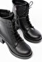 5109-3025 Black Lace-Up Zippered Thick Heeled Daily Women's Boots - 4