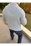 Knitted Oversize Non-Pilling Natural Cotton Zippered Polo Collar Knitwear Sweater - 5