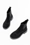 02-2002 Black Suede Elastic Daily Women's Boots - 4