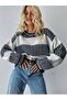 Striped Women's Sweater Thessaloniki Knit / Navy Blue Color