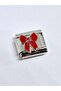 Red Ribbon Steel Italian Charm Bracelet Charm - 2