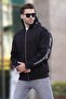 Black Printed Raised Men's Cardigan 7053