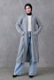 Gray Knitwear Fabric Double Pocket Shawl Collar Long Hijab Clothing Cardigan 5001 - 4