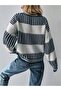 Striped Women's Sweater Thessaloniki Knit / Navy Blue Color - 2