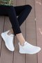 Women's White Knitwear Comfortable Sports Walking Shoes Extra Light Non-Slip Sole Stylish Sneaker - 3