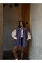 Women's Purple Hidden Snap Detailed Lined Plush Vest 28267 - 4
