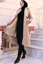 1087 Model - Cream Plush Bondite Coat with Fur Collar - 5