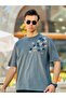 Oversize Leaf Embroidered Short Sleeve T-Shirt - Khaki 2306
