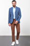 Gray Slim Fit Bag Pocket Mono Collar Linen Men's Jacket Indigo - 40316.23Y - 3