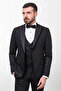 Straight Slim Fit Wide Collar Men's Groom Suit Black - 45224.23Y