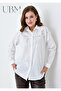 Women's Shirt - Scalloped - Long Sleeve - Linen Look - White Shirt - 4