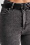 Women's Smoked Color Skinny Fit Lycra Fabric Belted Denim Jeans - 2