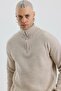 Men's Oversize Half Zip Premium Knitted Stone Beige Knitwear Sweater Mz62001 - 8