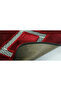 Meram Non-Slip Base, Absorbent 2-Piece Ultra Luxury Leather Detailed Bath Mat Set Red & Silver - 2