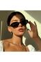 نظارة شمسية بإطار بيضاوي للجنسين UV400، أسود - 3