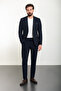 Straight Slim Fit Mono Collar Zippered Men's Suit Navy Blue - 45316.24Y - 3