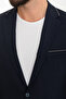 Straight Slim Fit Mono Collar Zippered Men's Suit Navy Blue - 45316.24Y - 2