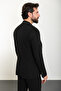 Straight Slim Fit Mono Collar Zippered Men's Suit Black - 45316.24Y - 5