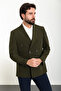 Straight Slim Fit Wide Collar Double Breasted Men's Jacket Khaki - 40363.24Y - 3