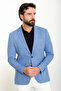 Gray Slim Fit Bag Pocket Mono Collar Linen Men's Jacket Blue - 40362.24Y