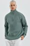 Men's Oversize Half Zip Premium Knitted Green Knitwear Sweater Mz62001 - 4