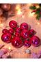 Christmas Pine Tree Ornament 12 Pieces Shiny Fuchsia Color Christmas Ball Set (6 Pieces 6cm 6 Pieces 4cm)