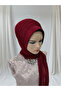 Silvery Burgundy 4Pcs Crossing Ready Turban Ready Wrap Evening Dress Wrap - 3
