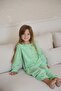 Shirt Collar Floral Patterned Buttoned Girl's Pajama Set - 3