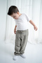 Unisex Kids Beige Plaid Oversized Trousers - Double Pockets Seasonal 1-7 Years - 6