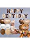 6Yaş Retro Teddy Bear Brown Foil Balloon Happy Birthday Banner Decoration Birthday Party Set Ornament - 3