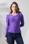 Makeni Women's Slim Fit Crew Neck Long Sleeve Stretchy Polka Dot Jacquard Top & Body - Purple - 4