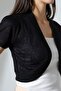 Puzi Women Slim Fit Oval Skirt Openwork Patterned Short Sleeve Gathered Shoulders Short Cardigan & Bolero - Black - 5