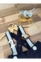 The Concept of Handmade Navy Blue Light Blue Suspender Detailed Pants Salopet Bow Tie Set Scarves - 3