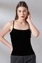 Zibu Women's Ultra Soft Basic Rope Strap Undershirt Flexible Combed Cotton Blouse - Black