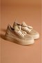 Beige Knitwear Stretch Thick Sole Sports Shoes - 6