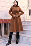 1053 Model - Tan Plush Inner Collar and Fur Collar Bondit Jacket - 4