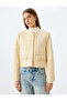 Collarless Pocket Detailed Slim Fit Crop Jacket - 3