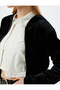 Velvet Sweatshirt with Pockets and Hooded Zipper - 5