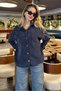 Navy Blue Pocket Detailed Women's Shirt Mg2241 - 4