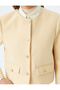 Collarless Pocket Detailed Slim Fit Crop Jacket - 5
