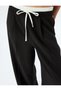 Double Waist Detailed Tie-Up Pocket Striped Wide Leg Baggy Fabric Pants - 5