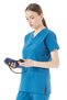 Ultralycra Spaniard - Lycra Doctor Nurse Scrubs Single Top Surgical Jersey (Women), Petrol Blue