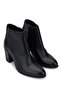 Women's Vegan Black Leather Heeled Boots - 2