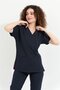 Happiness Spaniard - Lycra Doctor Nurse Scrubs Single Top Surgical Uniform (Women), Navy Blue - 5