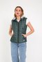 Women's Hooded Combed Cotton Lined Puffer Vest - Dark Green - 2