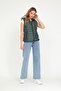 Women's Hooded Combed Cotton Lined Puffer Vest - Dark Green - 4